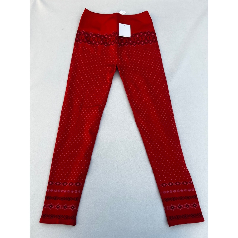 Fabletics XL Cloud‎ Seamless High Waisted Jacquard Leggings Poinsettia Nordic